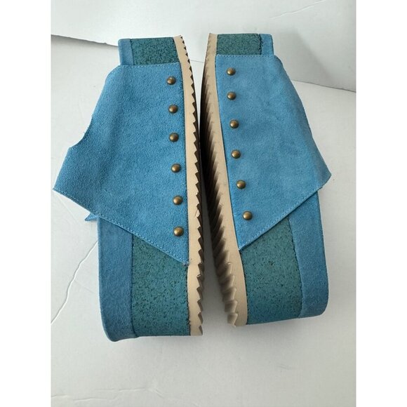 New Intentionally Blank Rule Breaker Suede Platform Sandals Blue Size 39 US 8.5 - Picture 8 of 9
